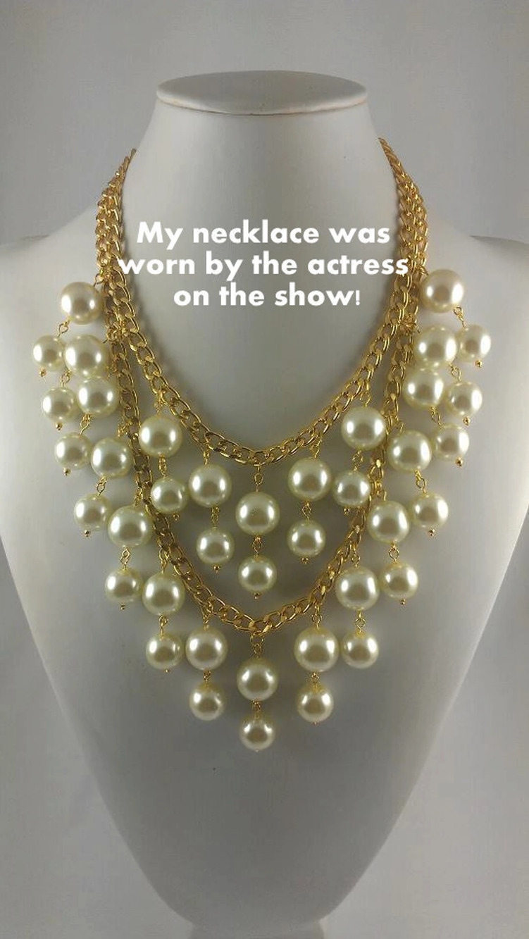 Vintage Inspired by 2 Broke Girls Necklace Caroline Channing Pearl Earrings Lot2